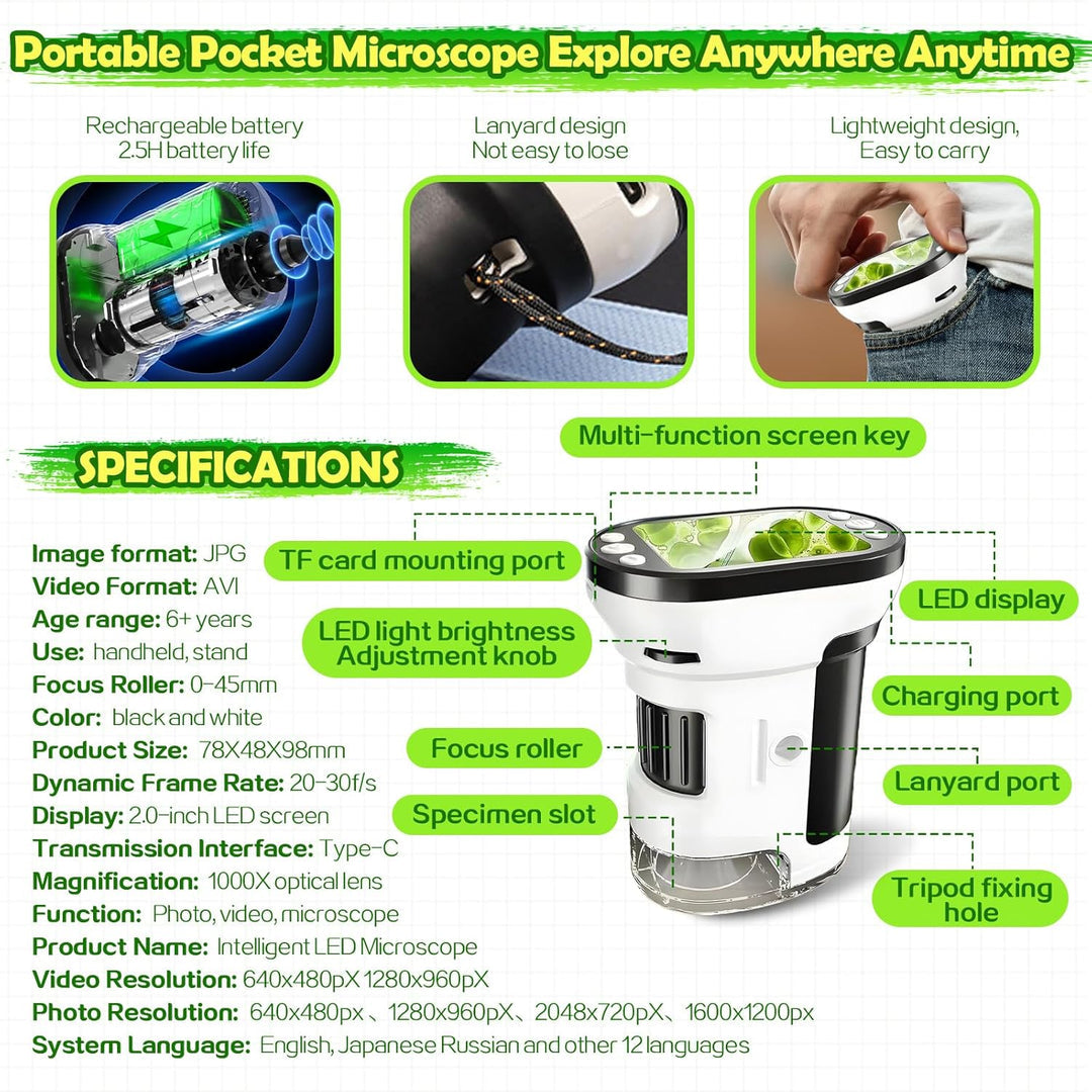 Microscope Digital Portable 200x–1000x