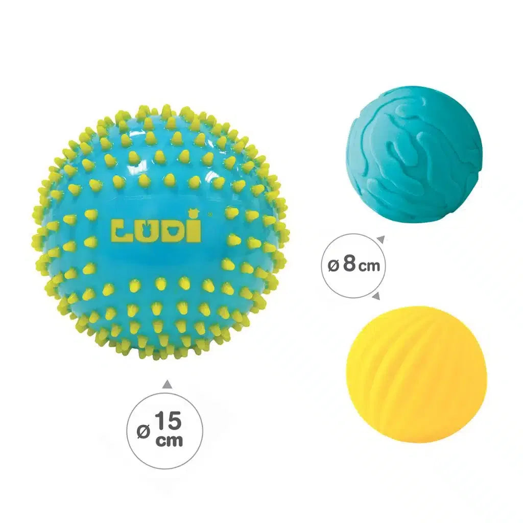 3 Balles Sensorielles Bleues - LUDI