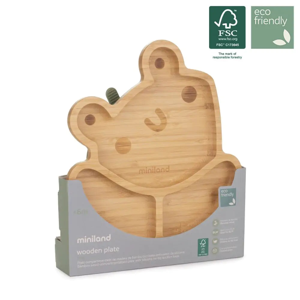 Assiette en bois Bambou Grenouille – Miniland