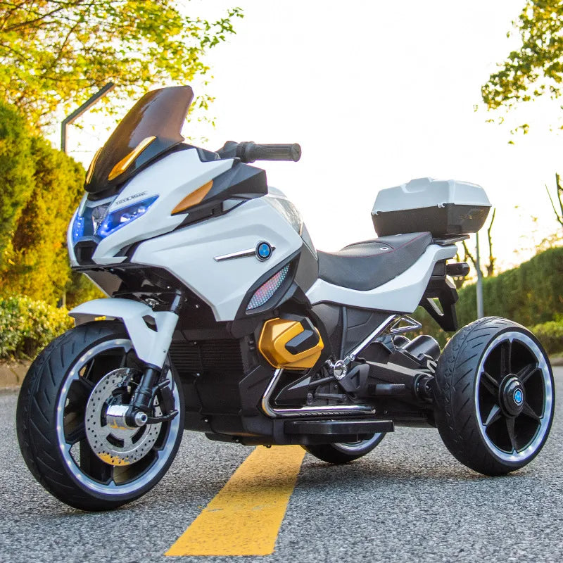 Moto Électrique pour Enfants 12V – Bluetooth, LED & Double Moteur