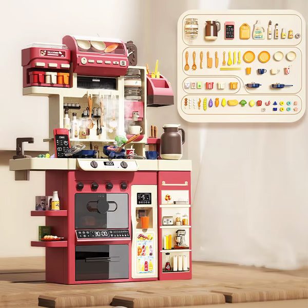 Ensemble de Cuisine Multifonctionnel 71 Pièces pour Enfants - Rouge