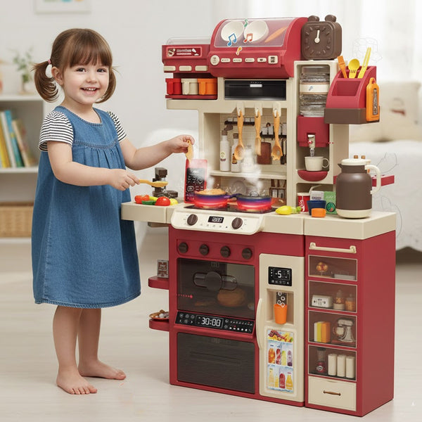 Ensemble de Cuisine Multifonctionnel 71 Pièces pour Enfants - Rouge