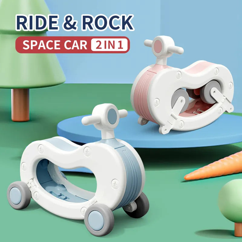 Quadricycle Bébé 2 en 1 – Balançoire & Vélo d’Équilibre Sans Pédales