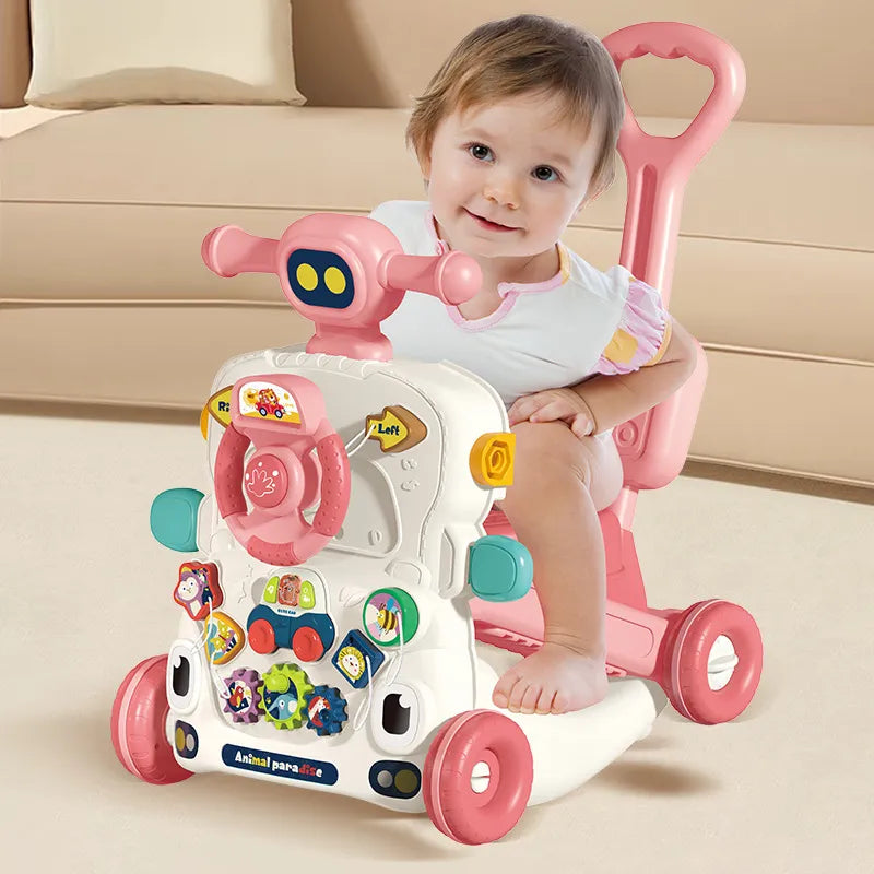 Trotteur Multifonction 6 en 1 pour Bébé Rose - Huanger