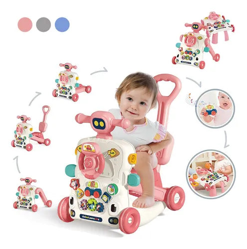 Trotteur Multifonction 6 en 1 pour Bébé Rose - Huanger