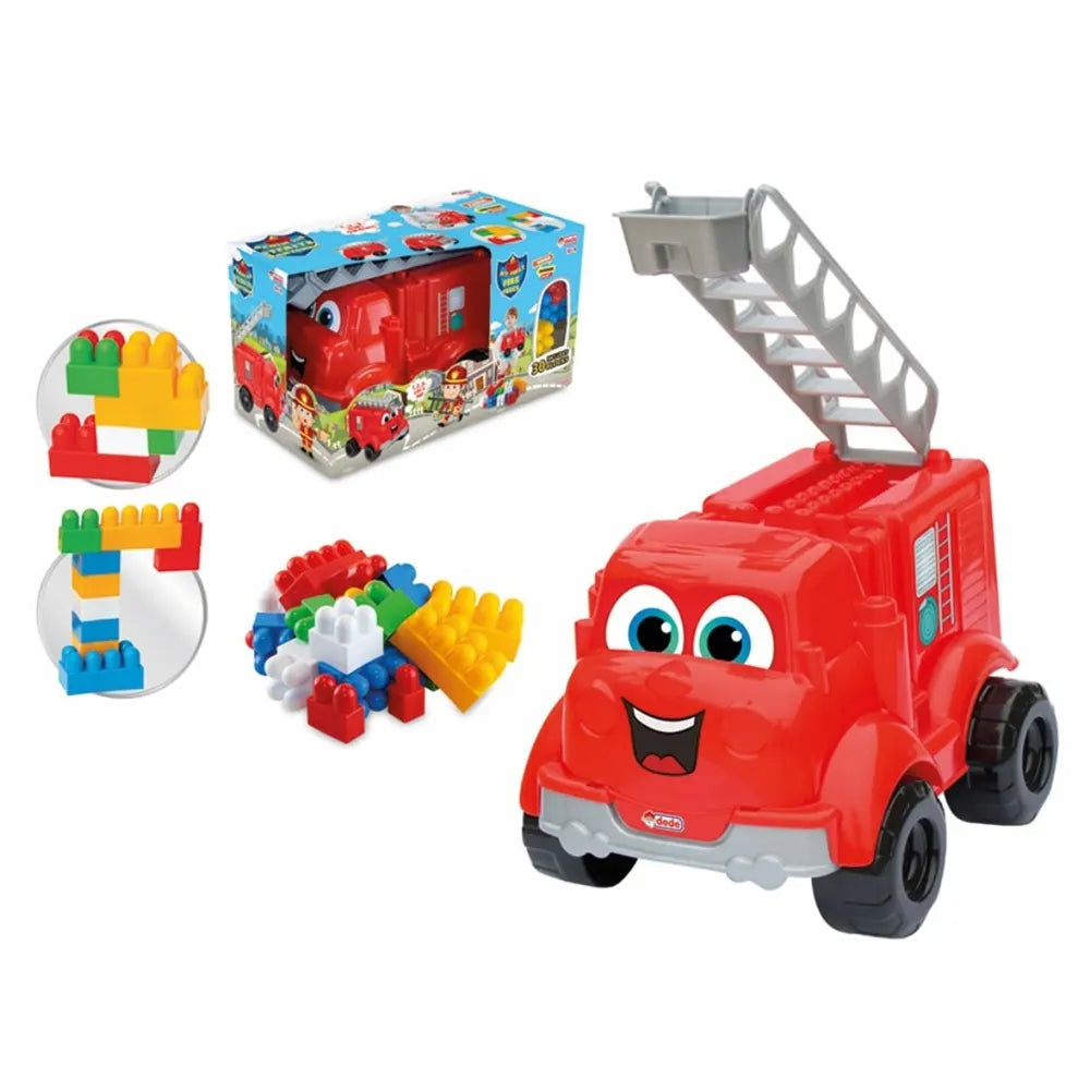 Dede – Camion de Pompiers avec 30 Blocs de Construction