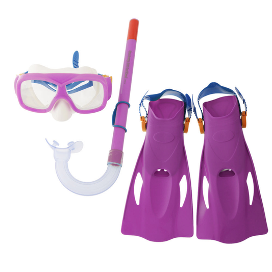 Kit de Snorkeling Enfant – Bestway Explora Essential Masque, Tuba et Palmes - Violet - 7A+