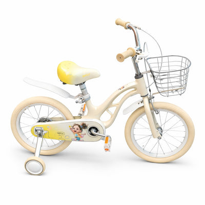 Vélo Fille Jaune 16 Pouces avec Panier et Roues de Sécurité - 4 à 7 ans