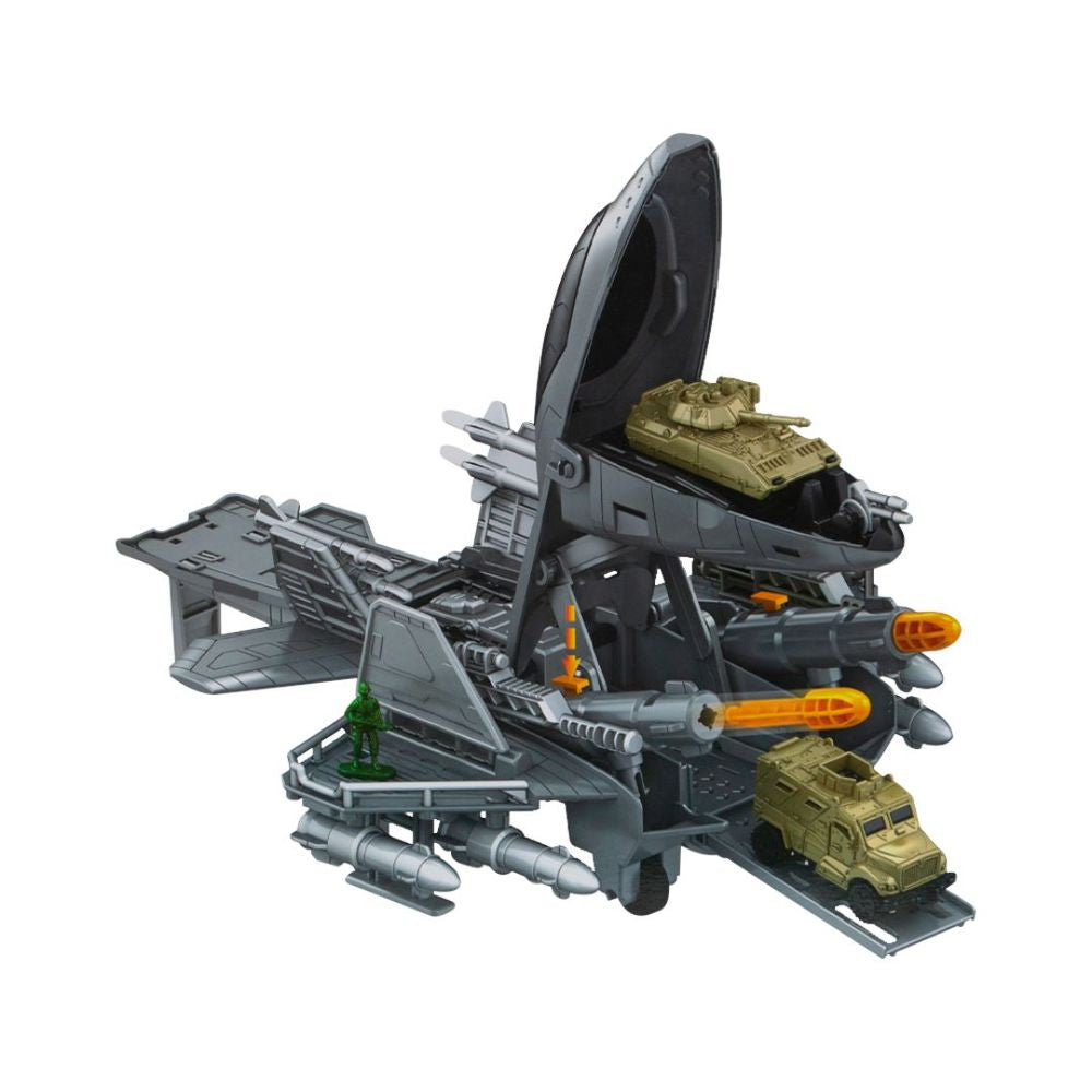 Porte-Avions Militaire – Ensemble de Jeu Complet avec Véhicules et Soldats