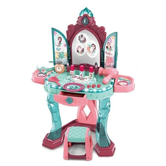 Coiffeuse Enfant Table de Maquillage avec Tabouret et Accessoires - Fonctions Lumineuses et Sonores