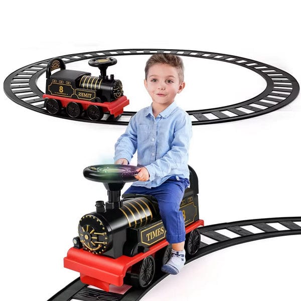 Train Électrique Enfant 6V avec Rails et 6 Roues – Noir