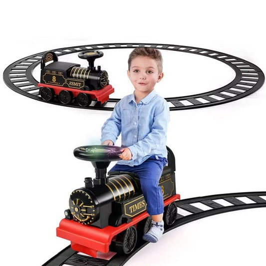 Train Électrique Enfant 6V avec Rails et 6 Roues – Noir