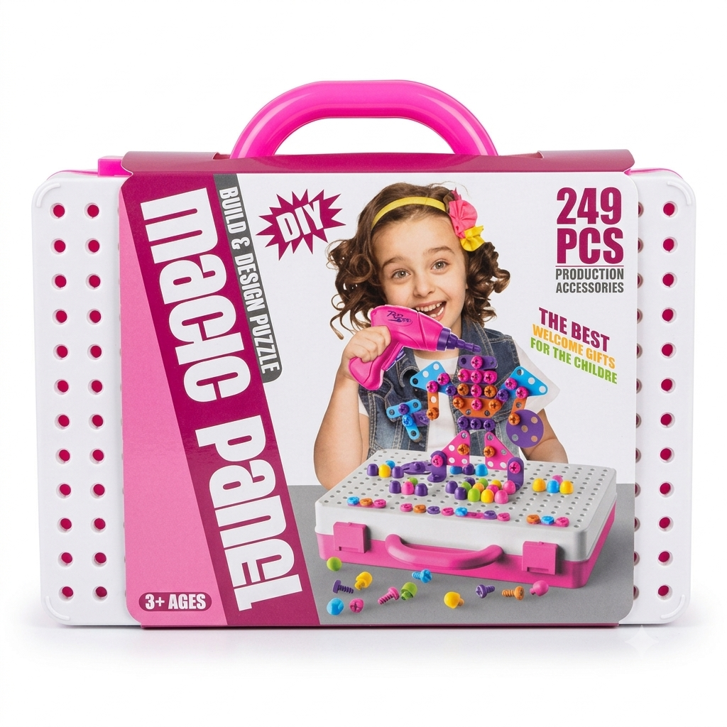 Magic Panel Rose – Puzzle à Visser 249 Pièces avec Mallette
