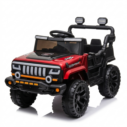 Voiture Électrique 4 Moteurs 12V pour Enfants Rouge – Télécommande, Musique & Éclairage LED