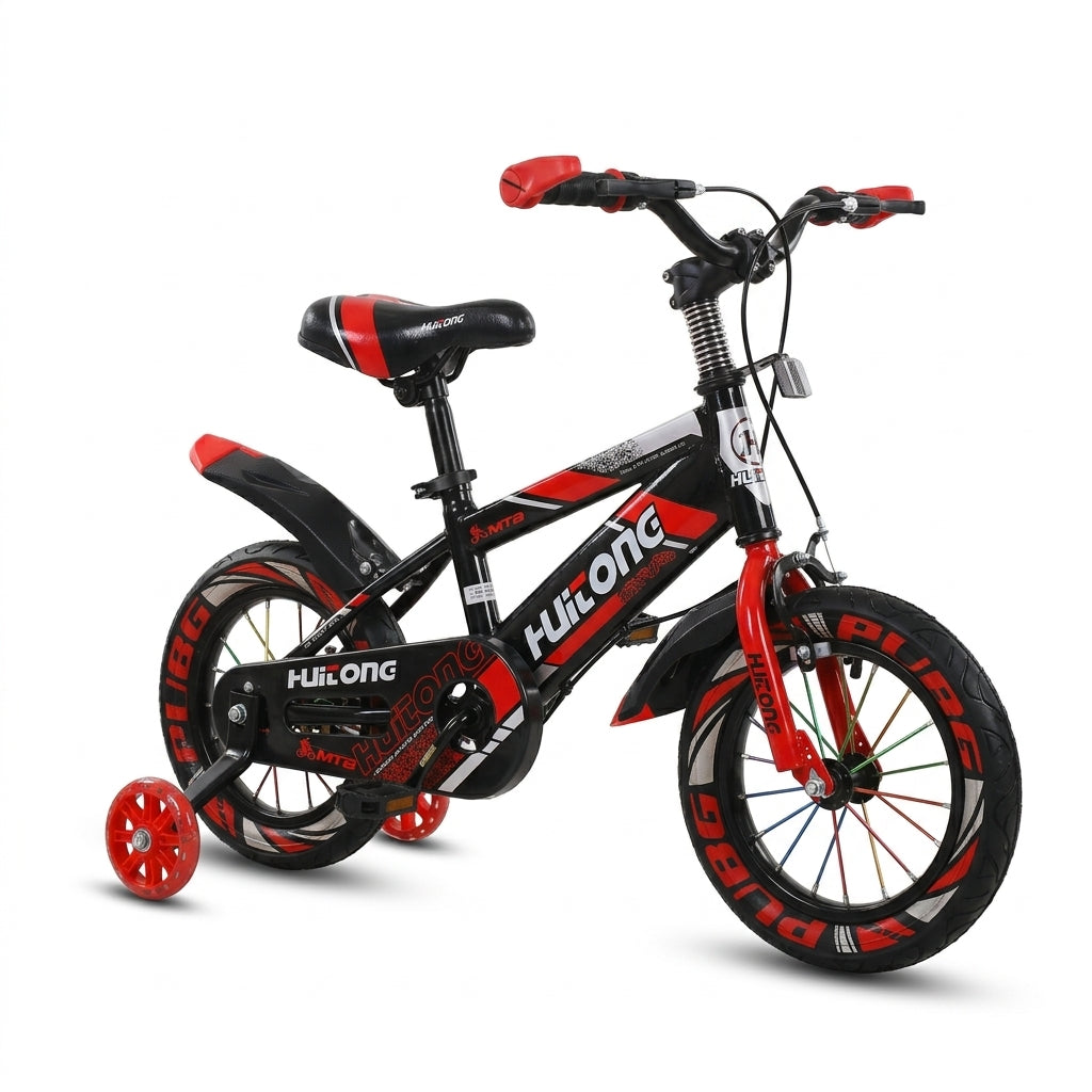 Vélo Enfant Huitong 12 Pouce Noir & Rouge – 3 à 5 ans