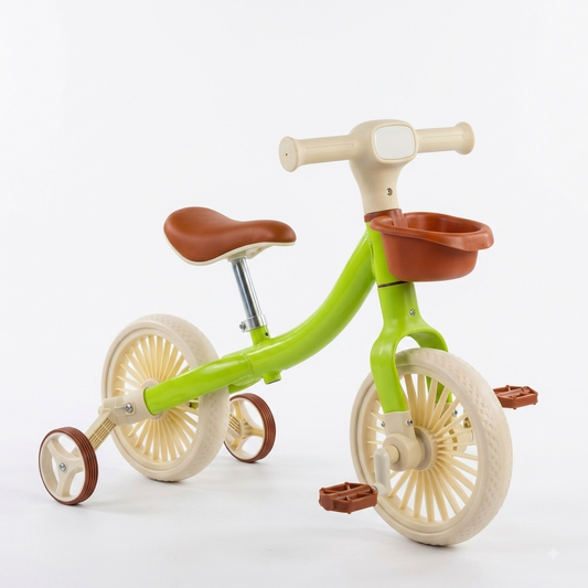 Tricycle Évolutif pour Enfant avec Panier de Rangement – Vert