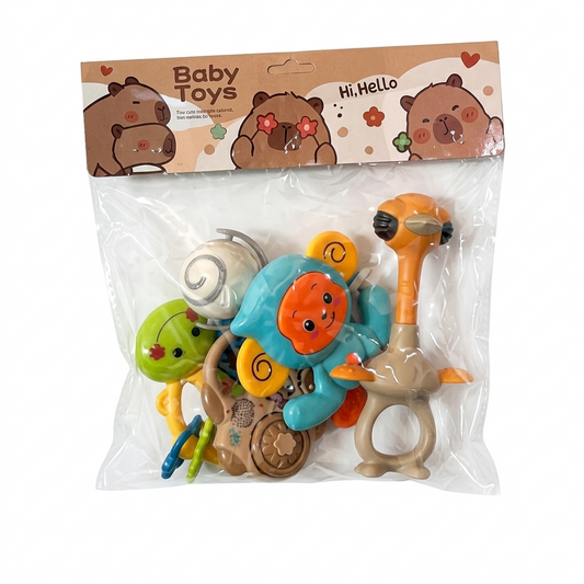 Hochets Bébé Animaux Rigolos – Set de 6 Pièces