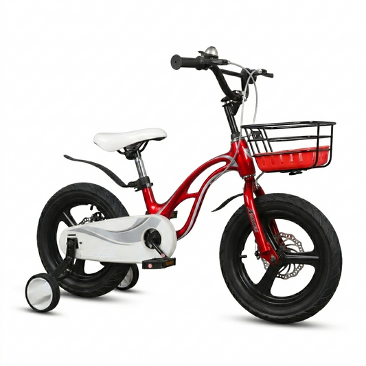 Vélo Enfant Rouge 16 pouce avec Roues Stabilisatrices et Panier Avant - Vélo Enfant 4 à 7 Ans