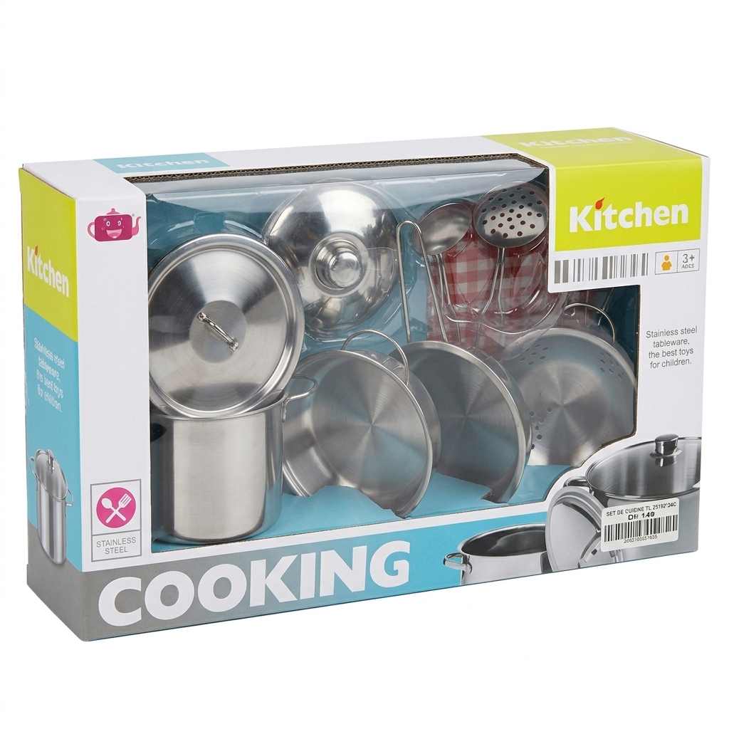 Jouet de Cuisine – Ensemble d’Ustensiles en Acier Inoxydable pour Enfants
