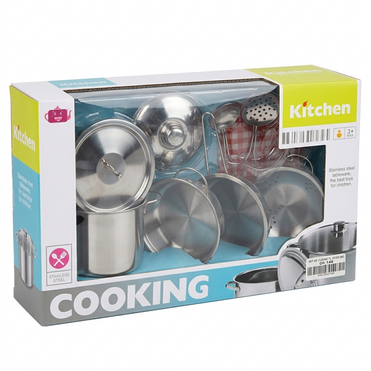 Jouet de Cuisine – Ensemble d’Ustensiles en Acier Inoxydable pour Enfants