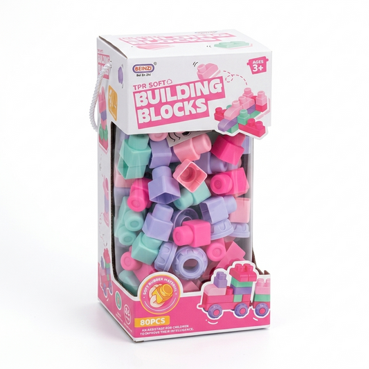 Blocs de Construction Souples Rose (80 Pcs)