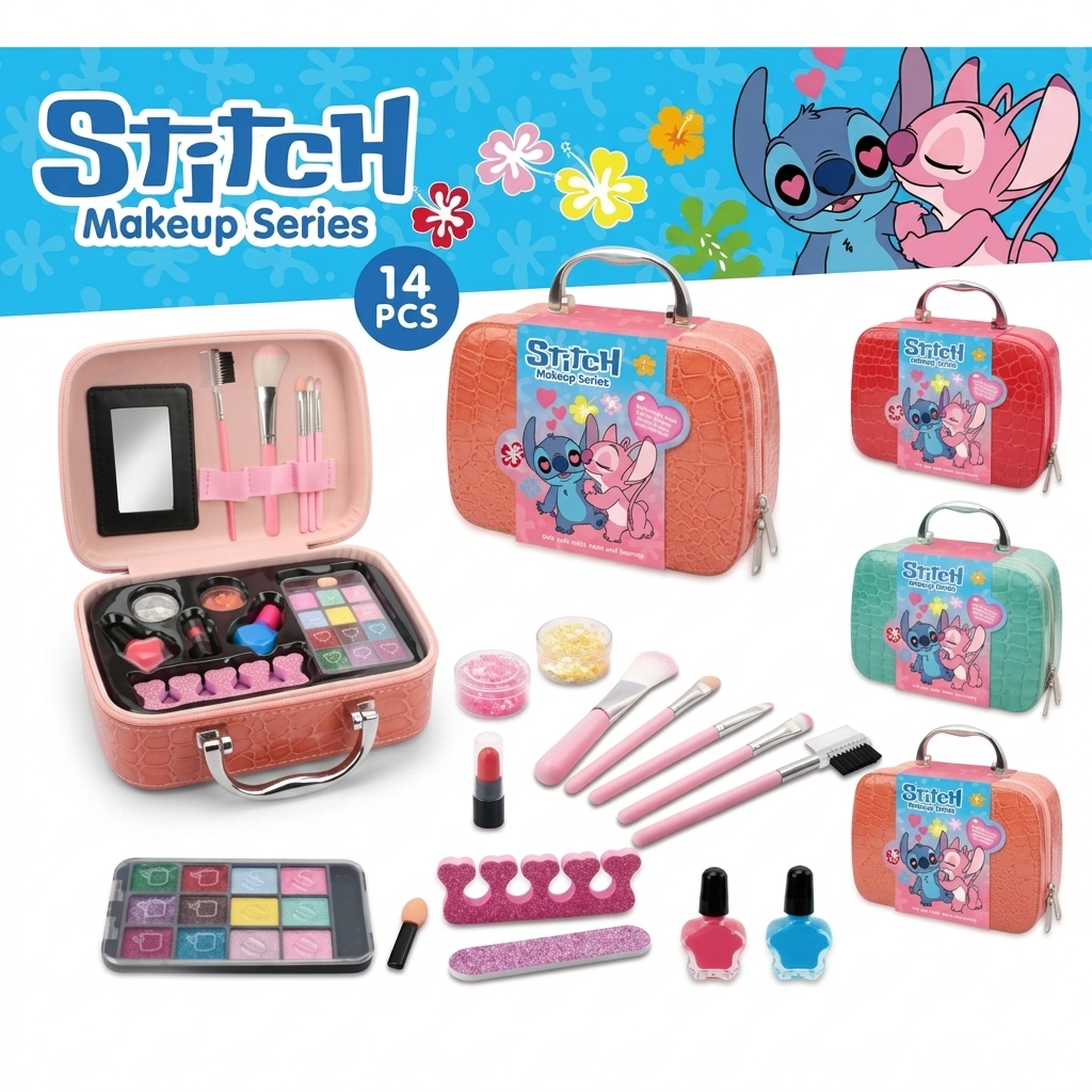 Mallette de Maquillage pour Enfant – Stitch Makeup Series – Réplique non officielle, non affiliée à la marque
