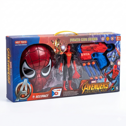 Pistolet Power Gun Avengers Infinity War 2 en 1 avec Masque Spider-Man