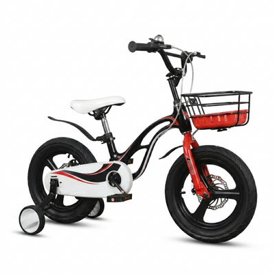 Vélo Enfant Noir 16 pouce avec Roues Stabilisatrices et Panier Avant - Vélo Enfant 4 à 7 Ans
