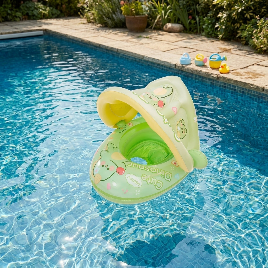 Bouée Gonflable Bébé avec Pare-Soleil Vert – Baignades en toute sérénité