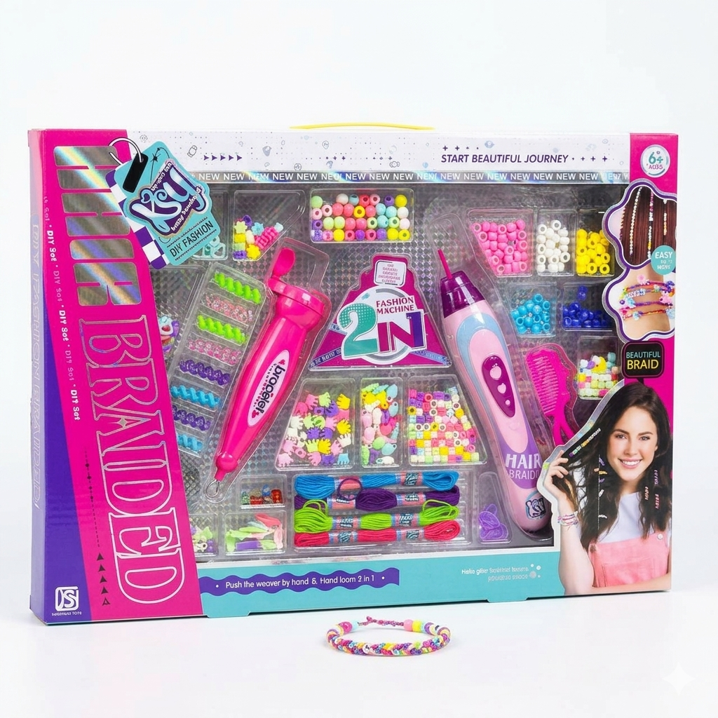 DIY Fashion Braided 2-in-1 – Kit de Création de Tresses et Bracelets