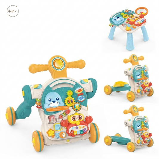 Trotteur Bébé 4 en 1 avec Table d’Activités Vert - Huanger