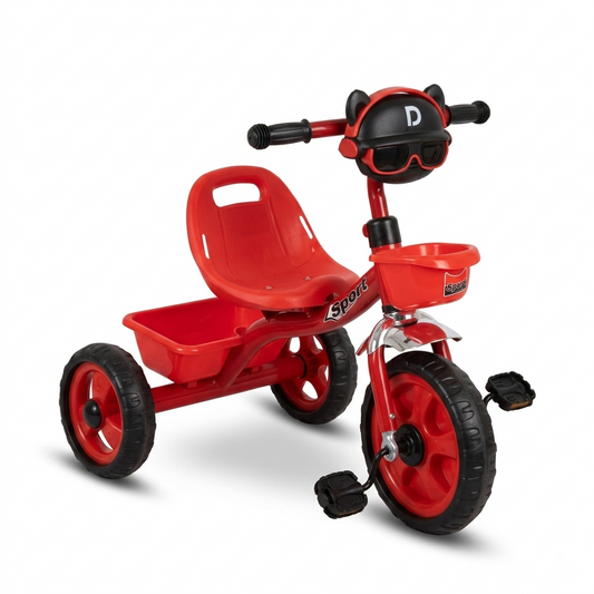 Tricycle pour Enfant avec Guidon Décoratif Façon Ourson – Rouge