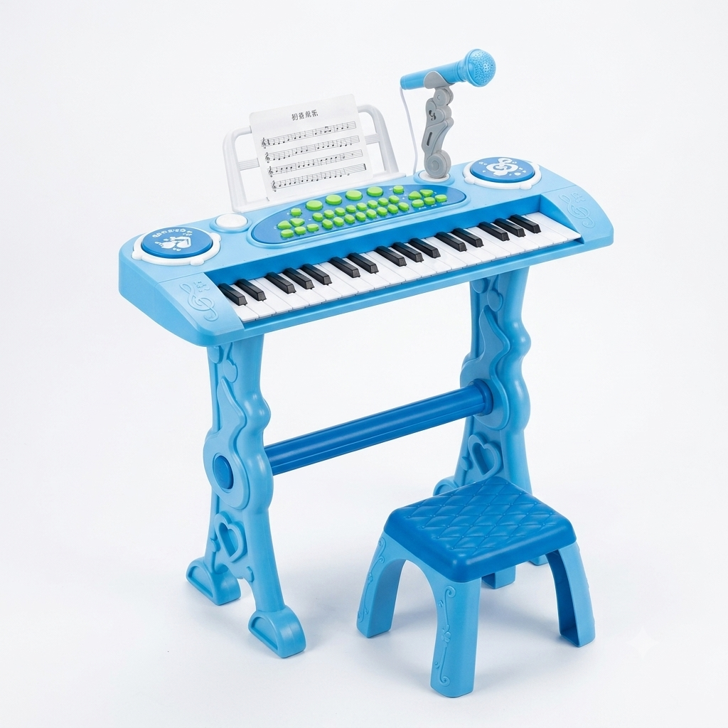 Clavier Électronique Enfant – Piano 37 Touches avec Micro & Tabouret - Bleu