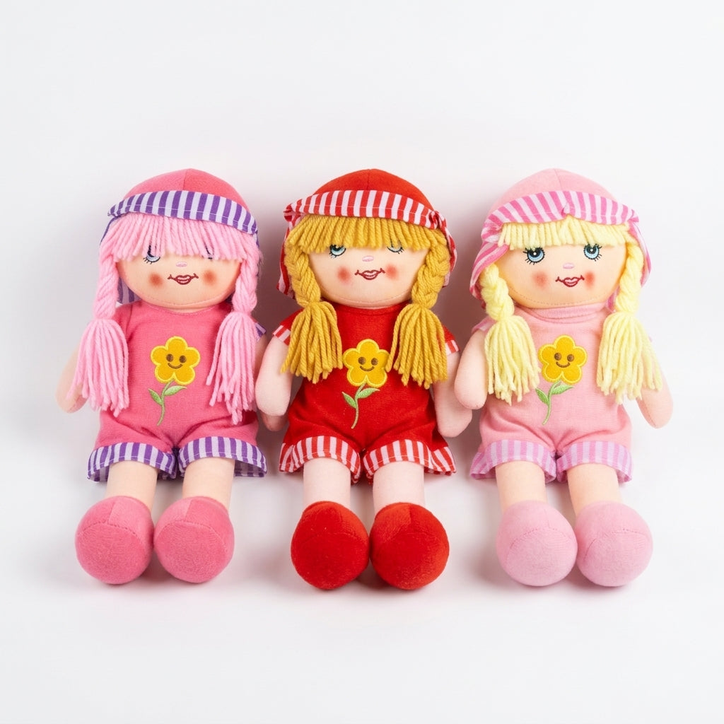 Poupée de Chiffon Tendre – Cheveux en Laine et Bonnet