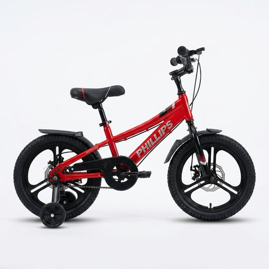 Vélo Enfant Phillips 16 Pouces Rouge & Noir - Dès 4 à 7 Ans