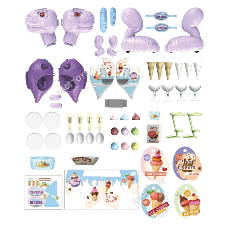 Ice Crem Dinosaure 2-en-1 pour Enfants - 47 Accessoires