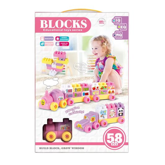 Jeu de Blocs Éducatifs – Coffret 58 pièces avec train