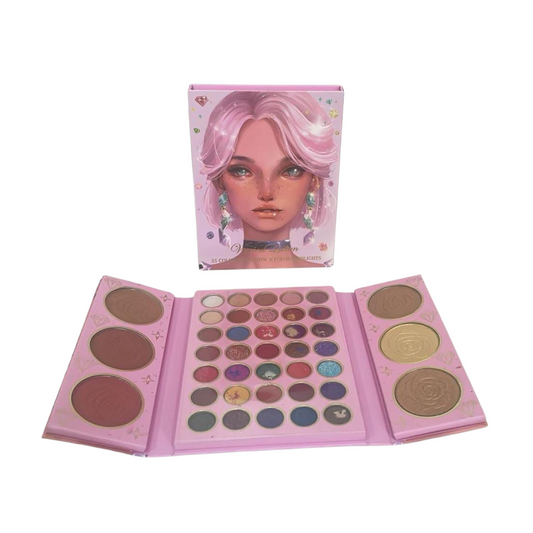 Palette de Maquillage 35 Couleurs – Style Artistique Rose