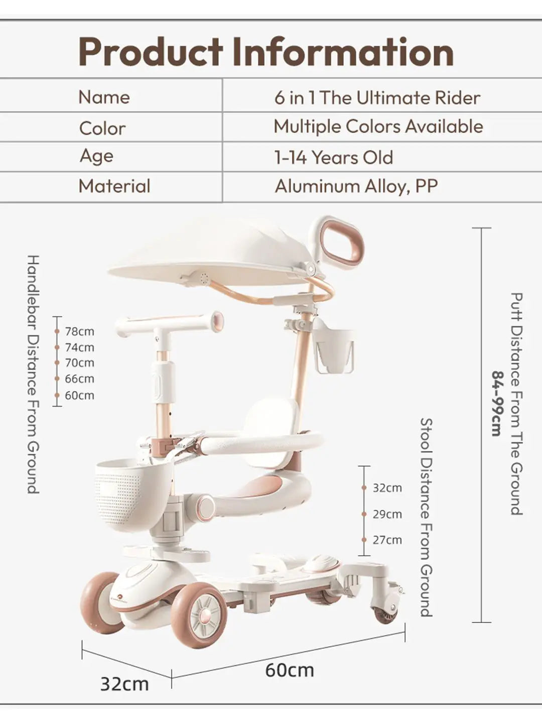 Trotteur Évolutif 6 en 1 – Porteur Multifonction pour Enfant