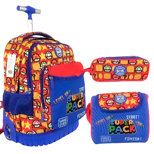 Cartable Trolley Super Mario - 3 Pièces