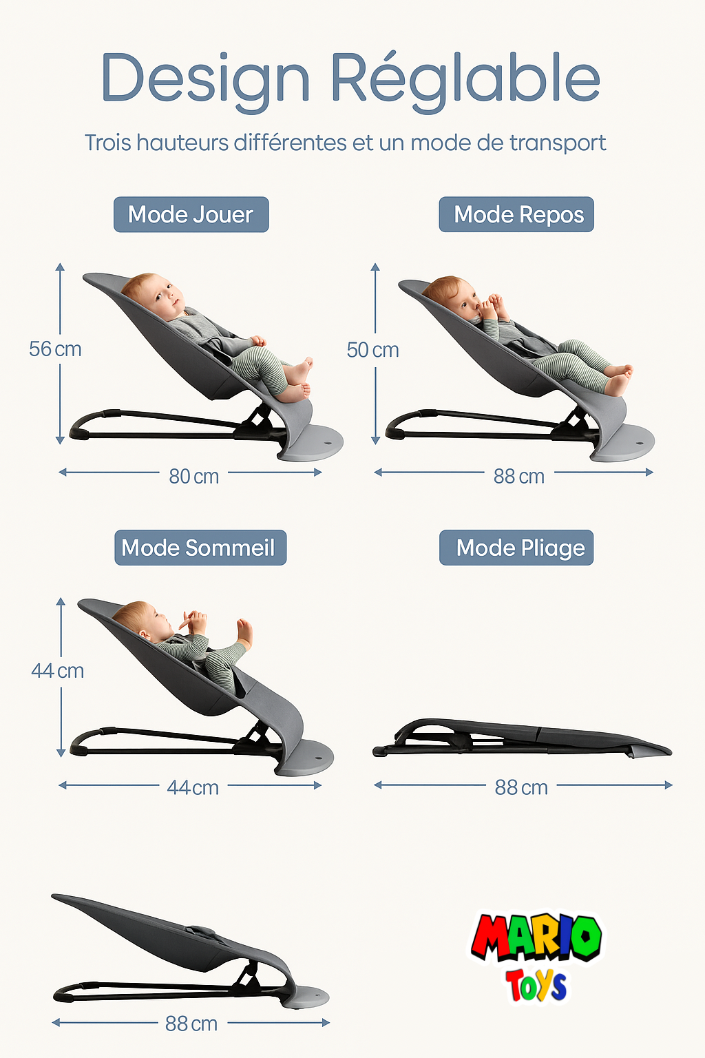 OHYOBABY Transat Baby Bouncer – Gris
