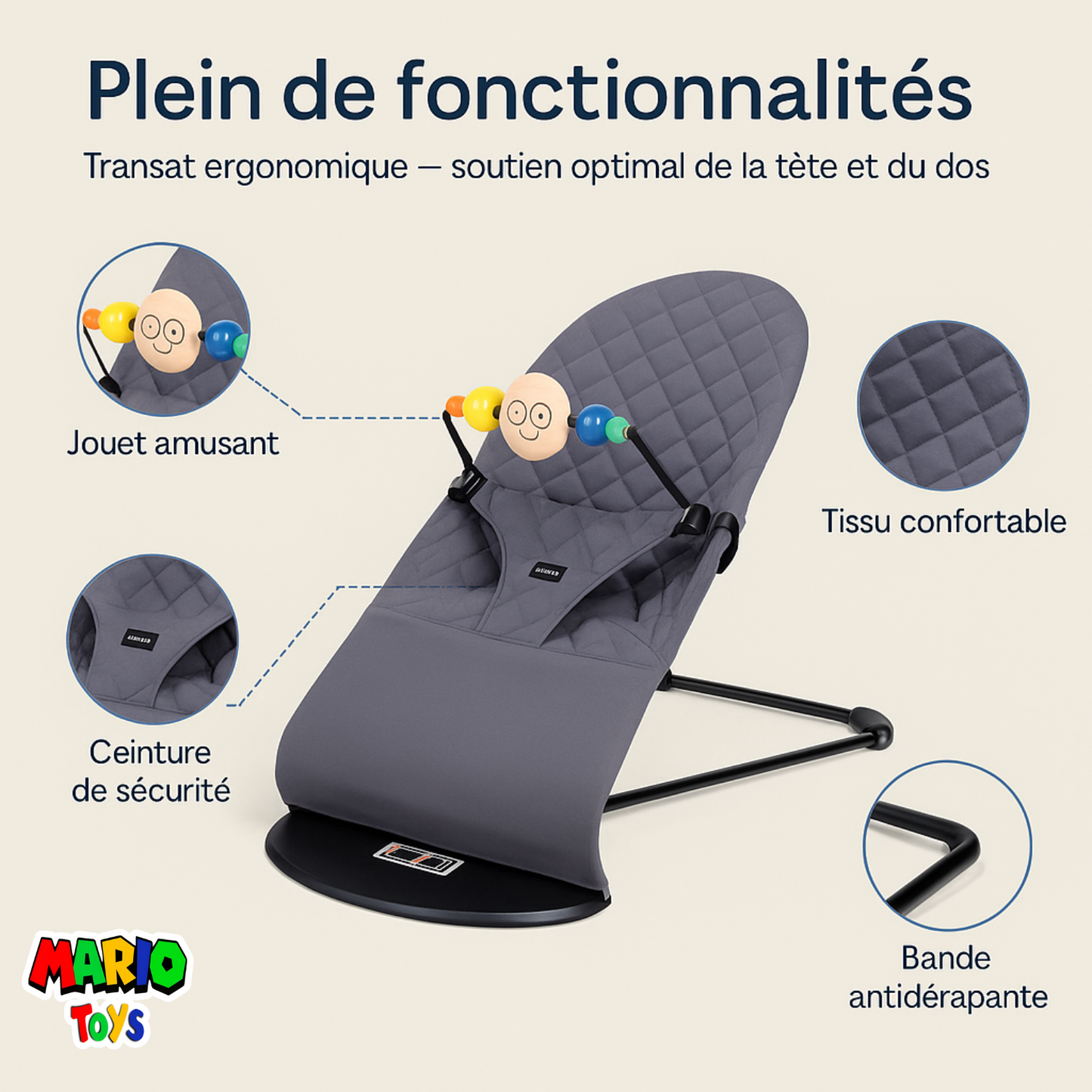 OHYOBABY Transat Baby Bouncer – Gris