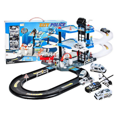 Set de Jeu Police de la Ville – Parking, Voitures & Hélicoptère