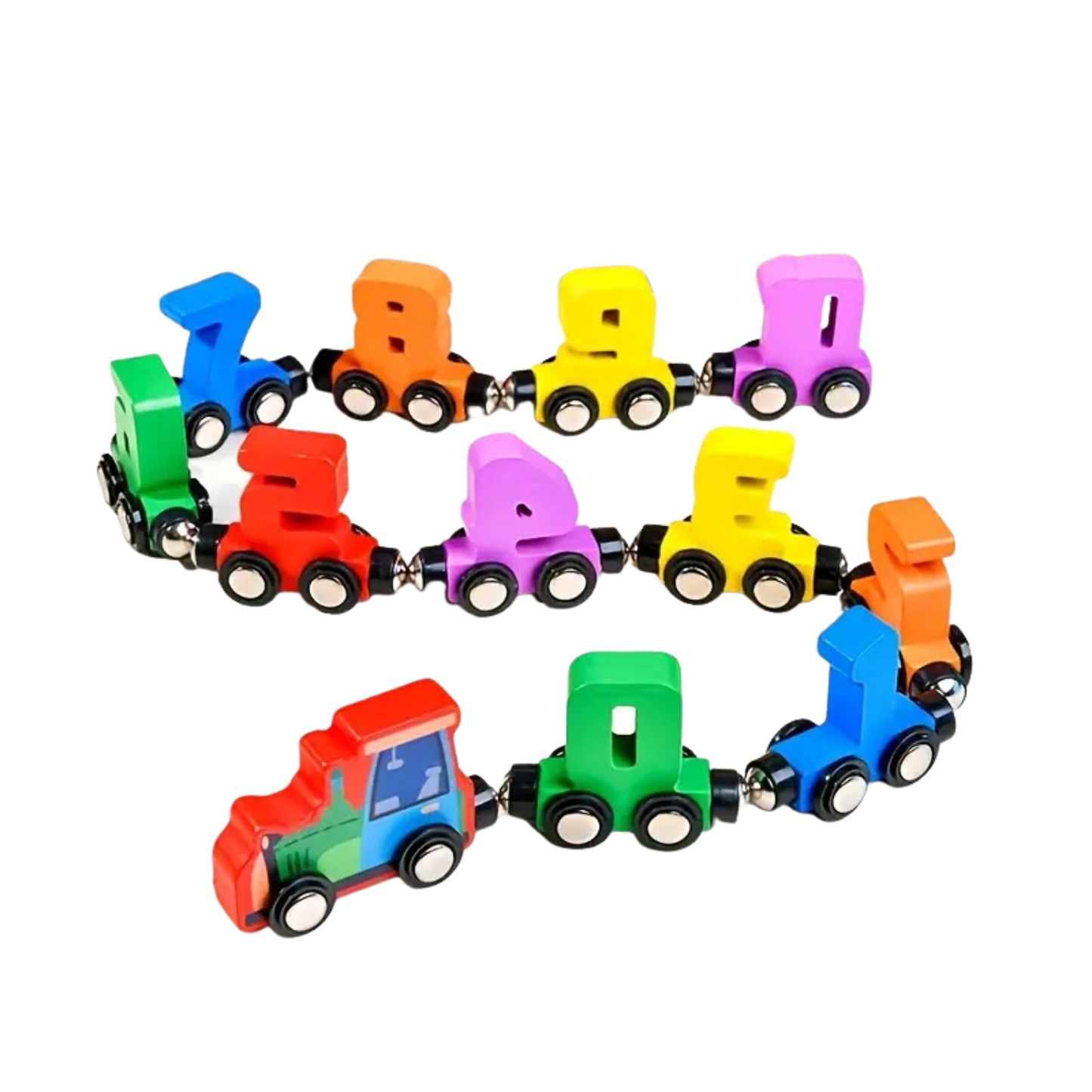 Train magnétique éducatif en bois – Apprentissage des chiffres et symboles mathématiques