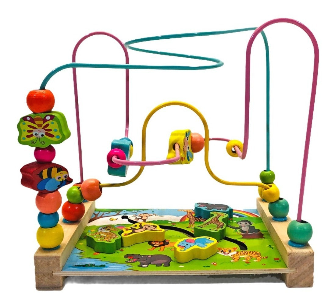Jeu d’Éveil Labyrinthe de Perles en Bois – Thème Animaux