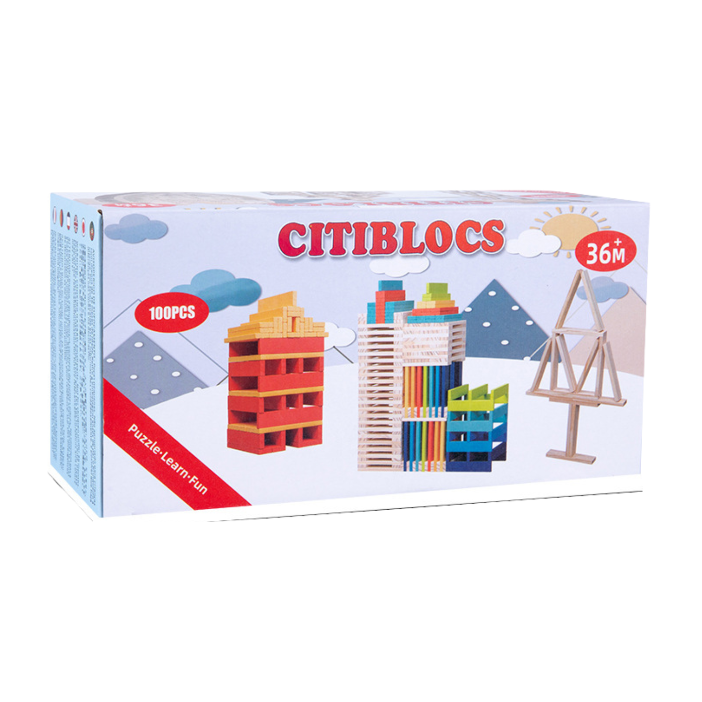 Citiblocs – Coffret de 100 blocs de construction en bois (36 mois+)