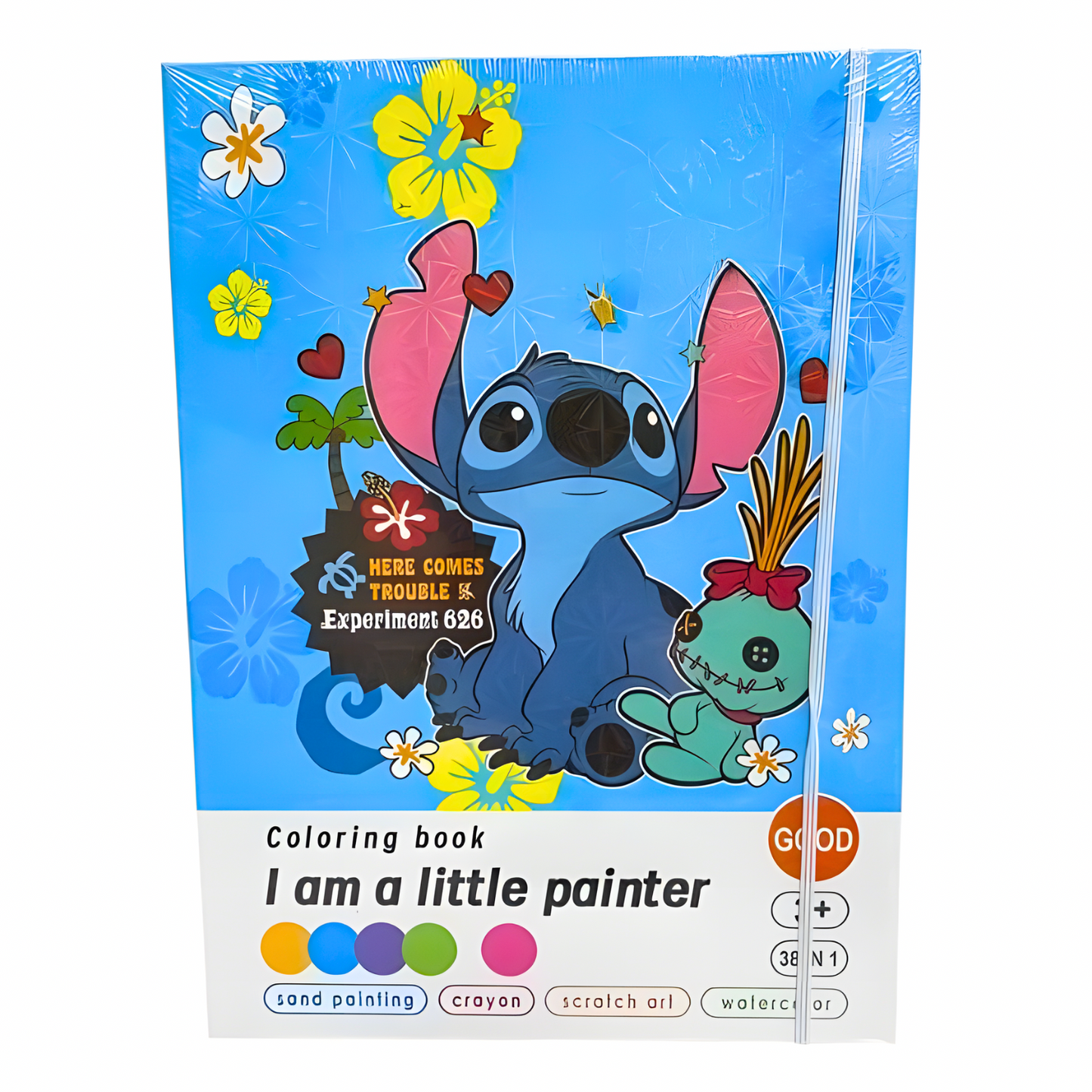Set Coloriage “Stitch” pour Enfants avec Crayons, Feutres et Feuilles à Dessiner