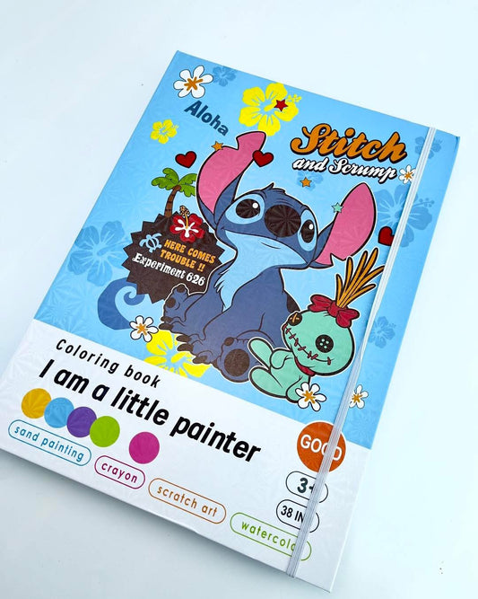 Set Coloriage “Stitch” pour Enfants avec Crayons, Feutres et Feuilles à Dessiner