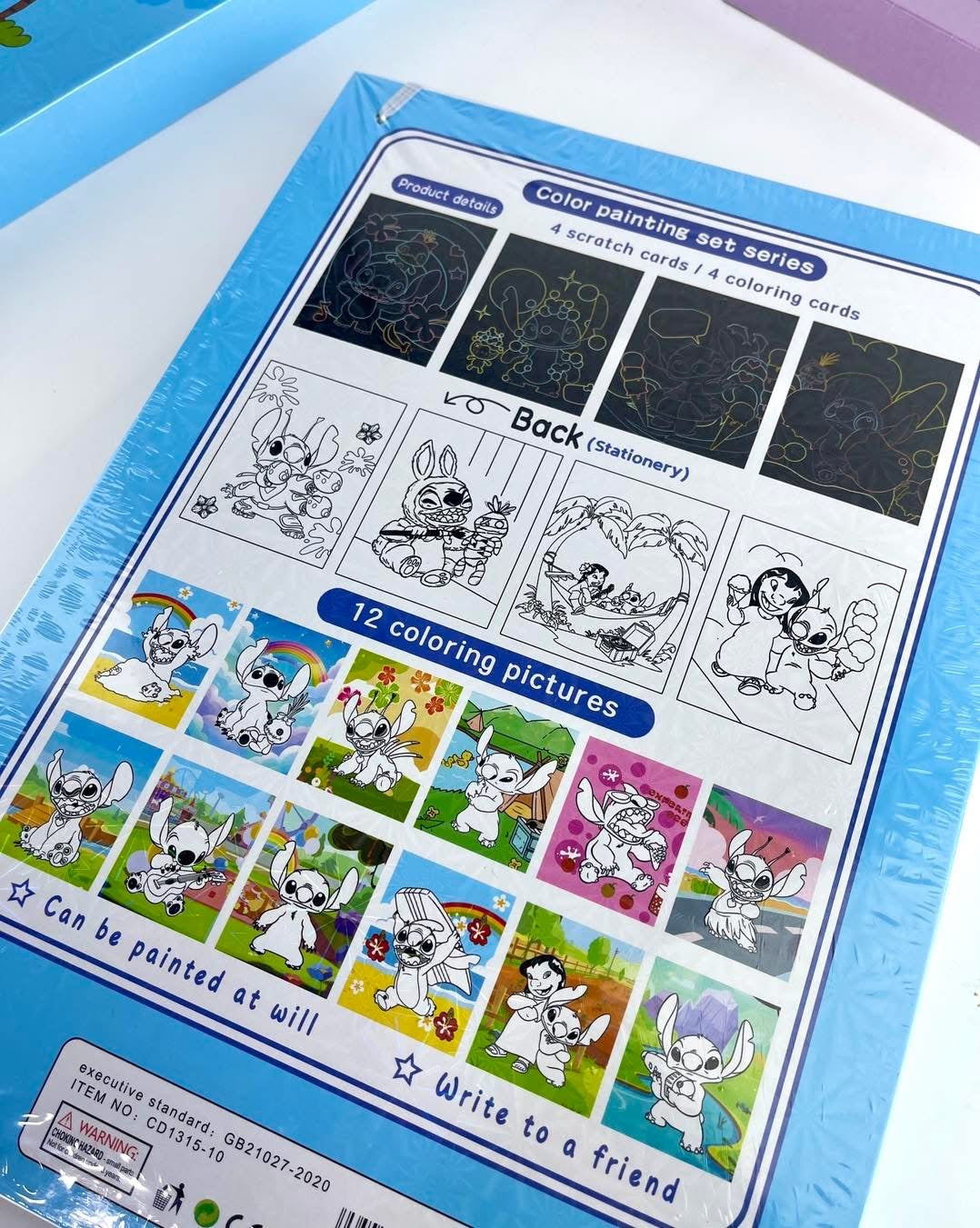 Set Coloriage “Stitch” pour Enfants avec Crayons, Feutres et Feuilles à Dessiner