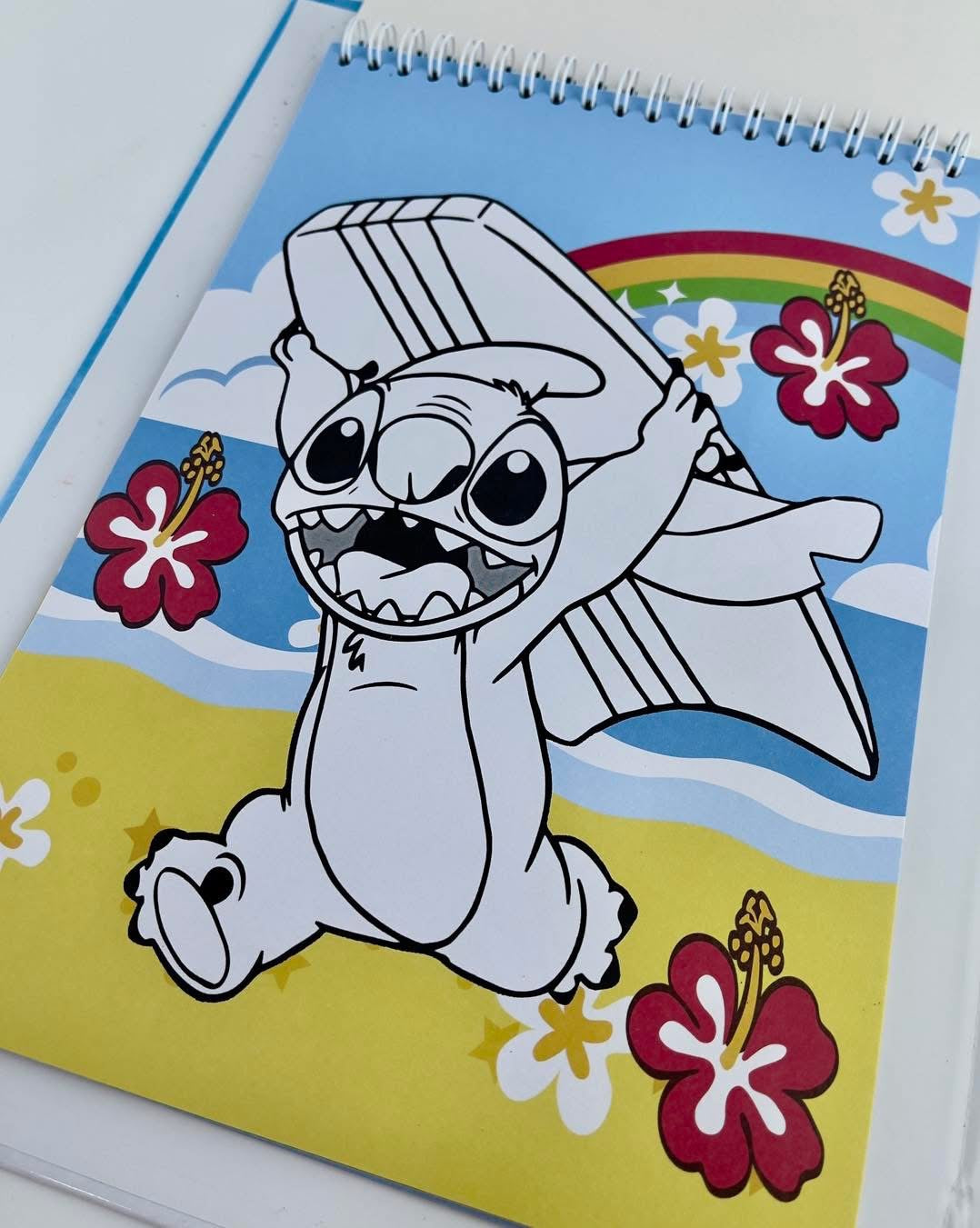 Set Coloriage “Stitch” pour Enfants avec Crayons, Feutres et Feuilles à Dessiner